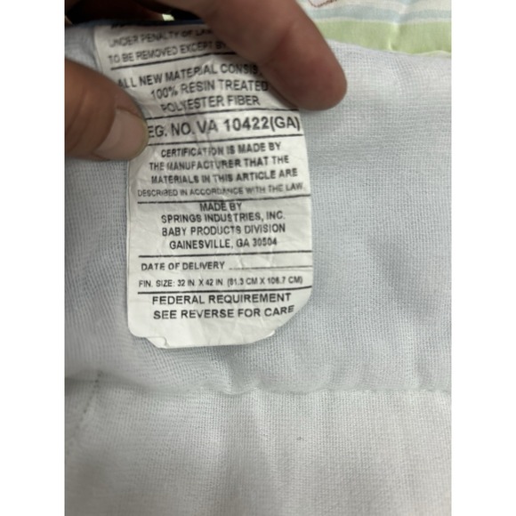 Vintage 90s Springmaid Baby Quilt Alphabet Blocks Blue Jeans Teddy Cottagecore - Picture 7 of 7